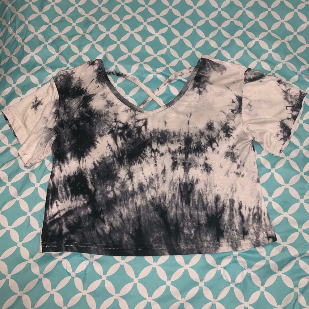 Tie die crop top with criss cross back